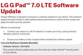 Verizon LG G Pad 7.0 LTE receives February security patch, build VK41025A