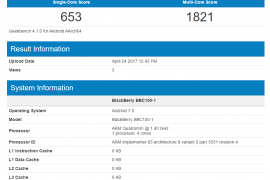 BlackBerry BBC100-1 specs revealed via GeekBench listing