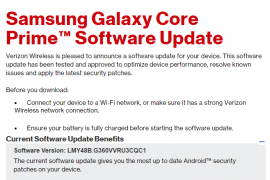 Verizon releases March security update for Galaxy Core Prime, build G360VVRU3CQC1