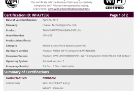 Huawei MediaPad M3 Lite certified by WiFi Alliance