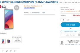 Deal: Pre-order LG G6 from B&H for $650 and get a free LG Watch Style