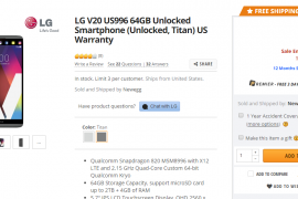 Deal: LG V20 available for $450 on Newegg, $350 off the regular price