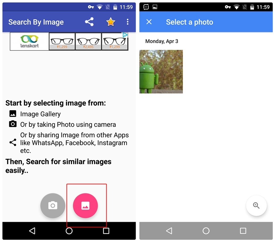 google reverse image search on android