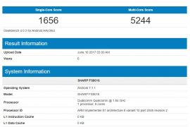 SHARP FS8016 with Snapdragon 660 processor and 4GB RAM leaks out at Geekbench