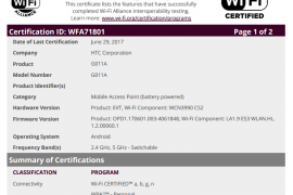 New HTC phone with model G011A gets certified by WiFi Alliance