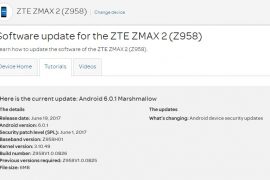 ZTE ZMAX 2 (Z958) at AT&T is receiving OTA update with June security patch