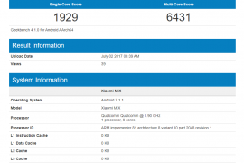 Xiaomi Mi Mix 2 specs revealed via GeekBench listing, SD 835 and 6GB RAM in tow