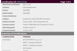 Samsung SM-A450N and SM-A450XN clear WiFi Alliance, could release soon