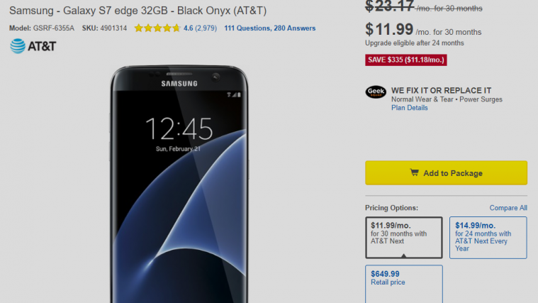 AT&T Galaxy S7 Edge Deal best buy