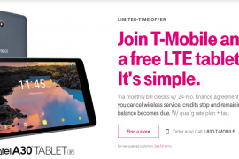 T-Mobile Deal: Get $144 worth 8-inch Alcatel A30 LTE tablet for free with new connection