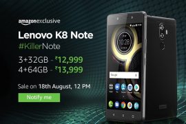 Lenovo K8 Note launched in India for INR 12,999, features dual camera