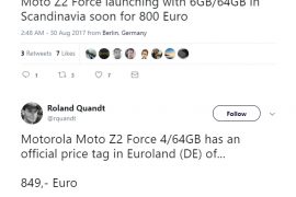 Moto Z2 Force 6GB RAM variant launch soon in Scandinavia for 849 Euro