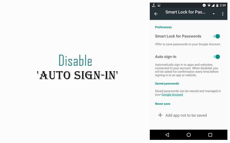 how to disable auto sign in for apps