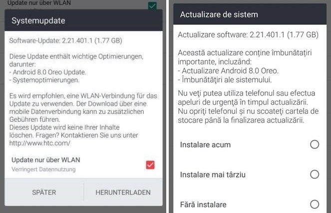 HTC U Ultra Oreo update Europe