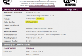 OnePlus 6 launch is near, device certified at Wi-Fi Alliance