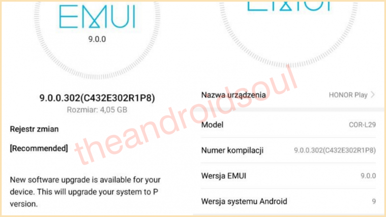 Honor Play Android 9 EMUI 9 rollout
