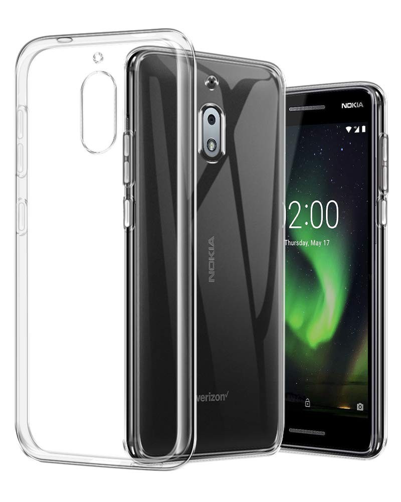 Nokia 2.1 Case with 2 Pack Glass Screen Protector Phone Case for Men Women Girls Clear Soft TPU with Protective Bumper Cover Case for Nokia 2 V-White Flower