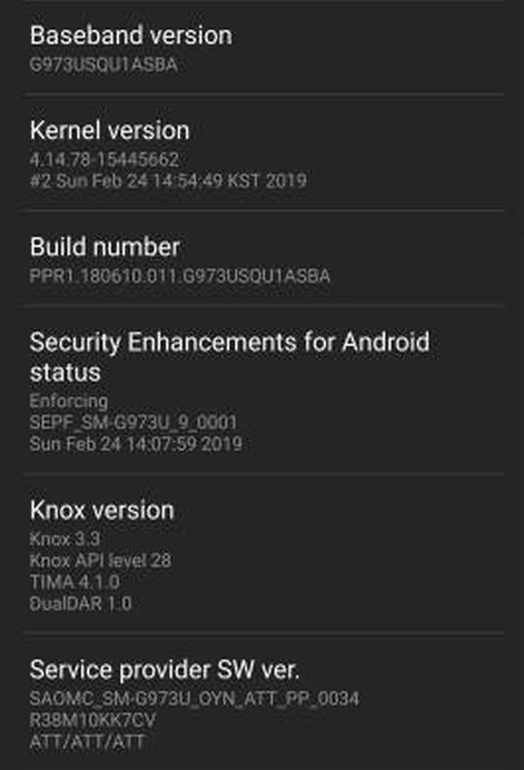 Galaxy S10 update AT&T