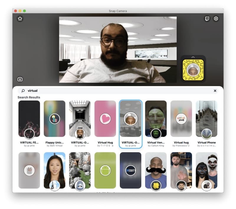 Snap Camera filters for Zoom, Microsoft Teams, WebEx, Skype, Google