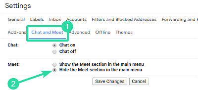 In the "Meet" section, make the changes you desire.