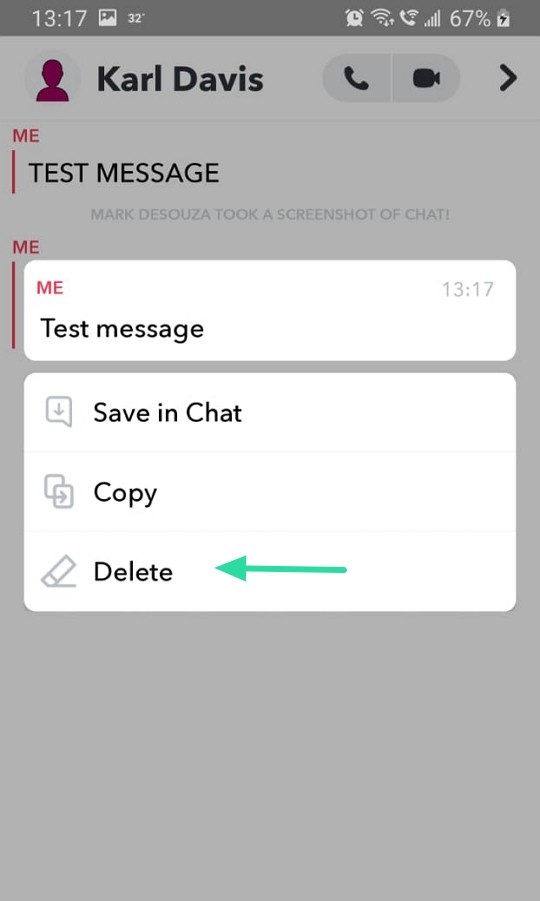 Delete chat in snapchat