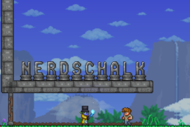 Terraria Screenshot with Nerdschalk in Stone Letters