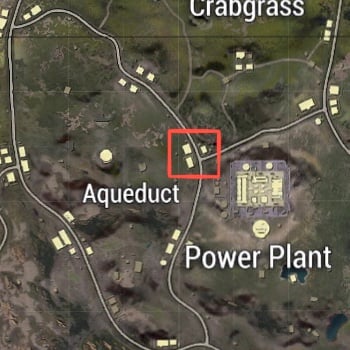 PUBG Mobile Livik Map with town NE of Aqueduct highlighted