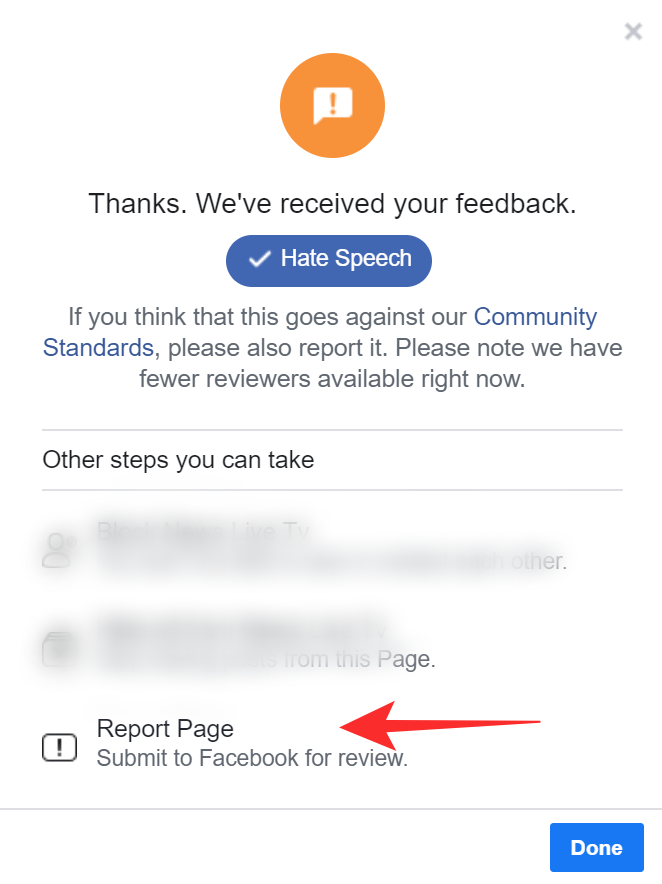 facebook report your reply