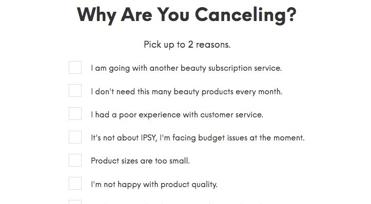 How to Cancel Ipsy Membership - Questionnaire