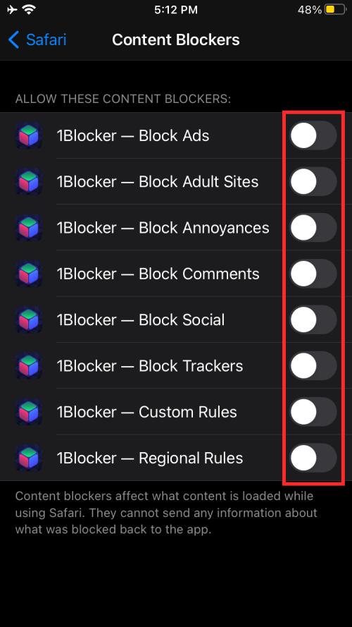 تعطيل مانع الإعلانات Ad Blocker على Safari