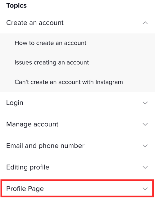 Select Profile Page and then tap on Other