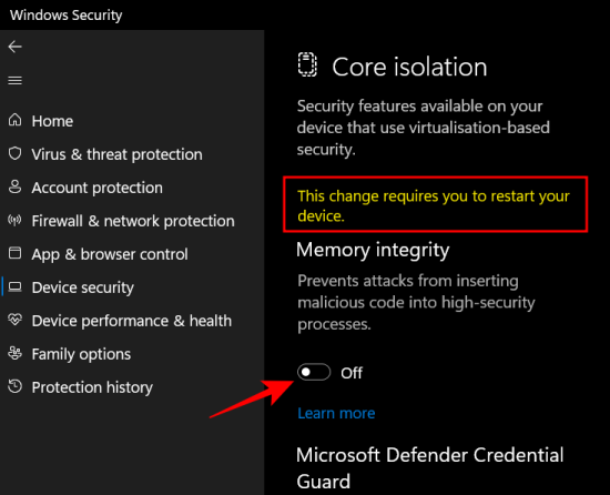 'Windows 11 Memory Integrity is off' issue: How to fix