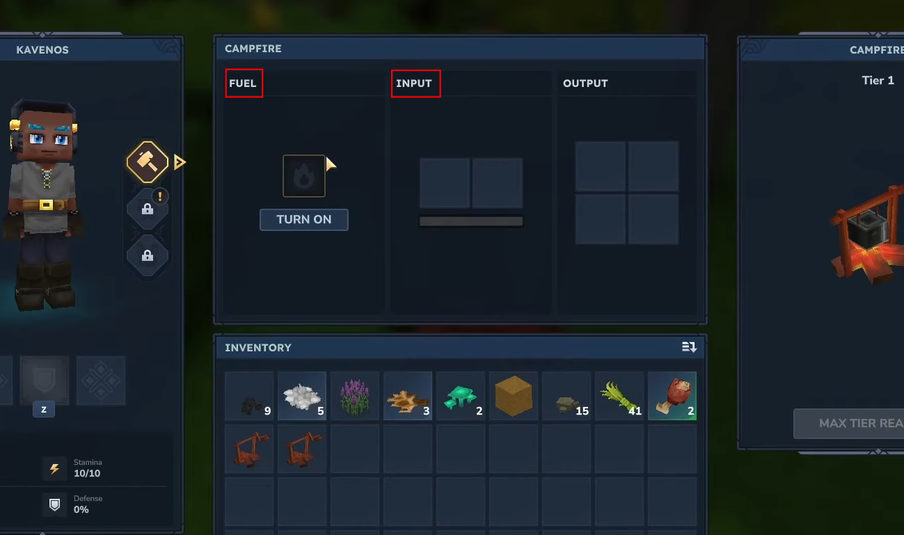 Fuel and food input slots (Image credit: Hypixel Studios / Via: YouTube - The Lost Noob)