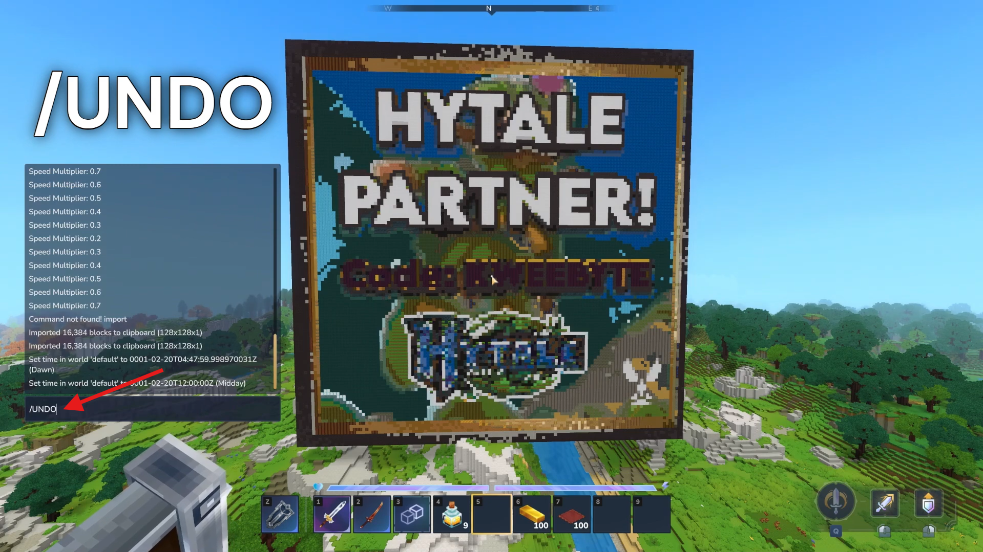 Place or undo the image. Image credits: Hypixel Studios / YouTube: Kweebyte