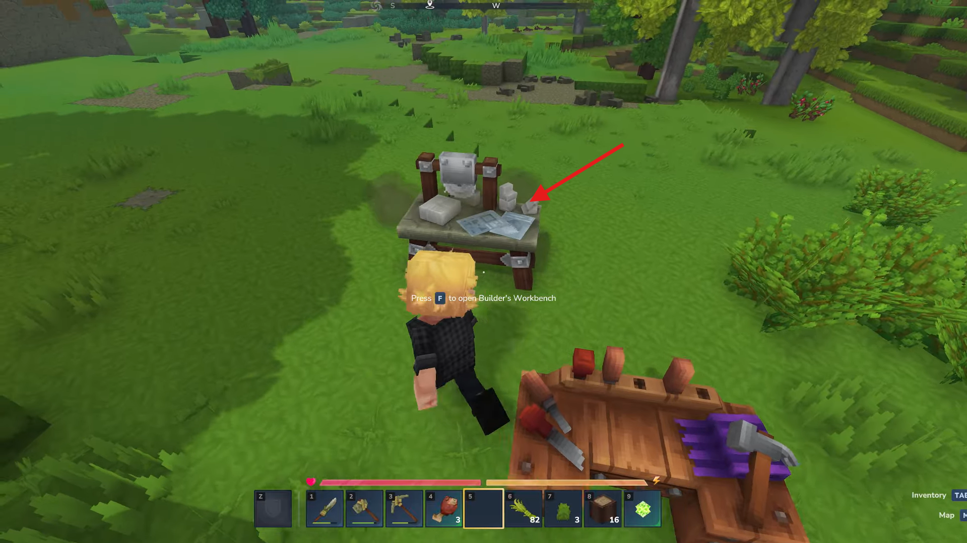 Place the workbench. Image credits: Hypixel Studios / YouTube: PazarGamingGuides