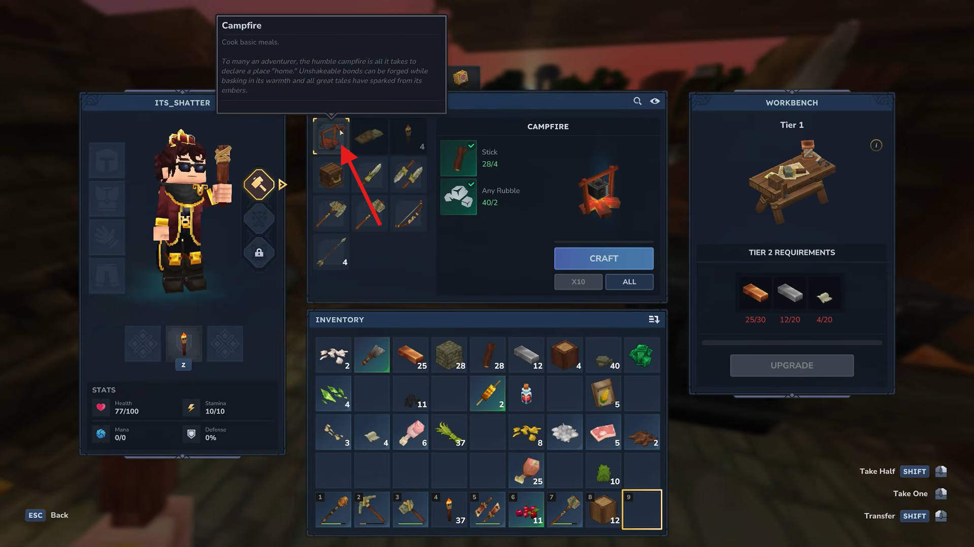 Build a Tanning Rack and a Campfire. Image credits: Hypixel Studios / YouTube: Its Shatter