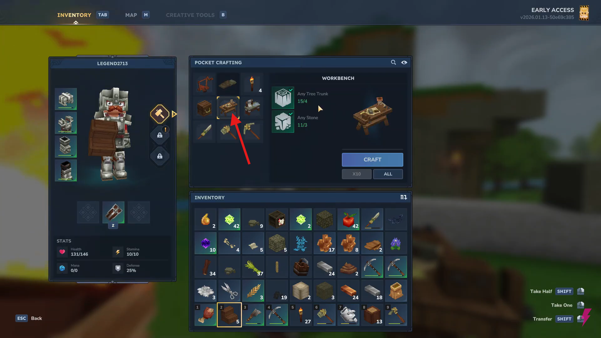 Open the crafting menu. Image credits: Hypixel Studios / YouTube: Answer ASAP