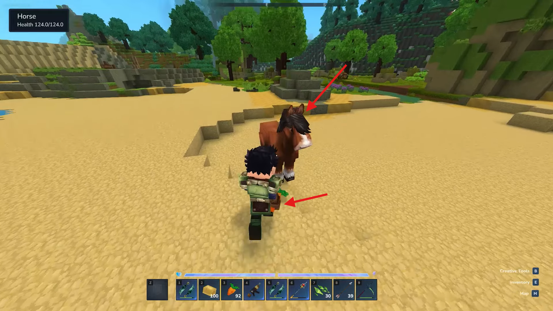 Equip food and find a Horse. Image credits: Hypixel Studios / YouTube: Udisen Games
