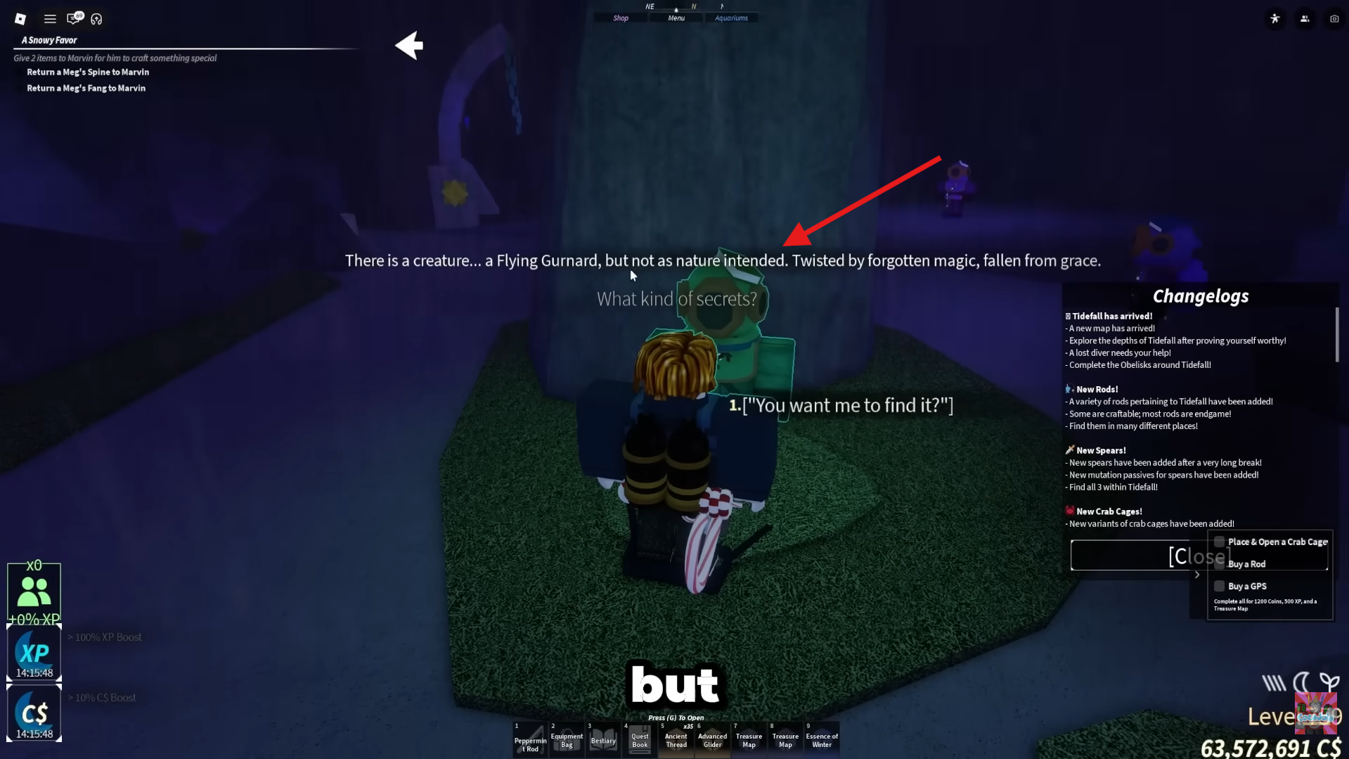 Magical Diver quest. Image credits: Roblox / YouTube: Cocajola