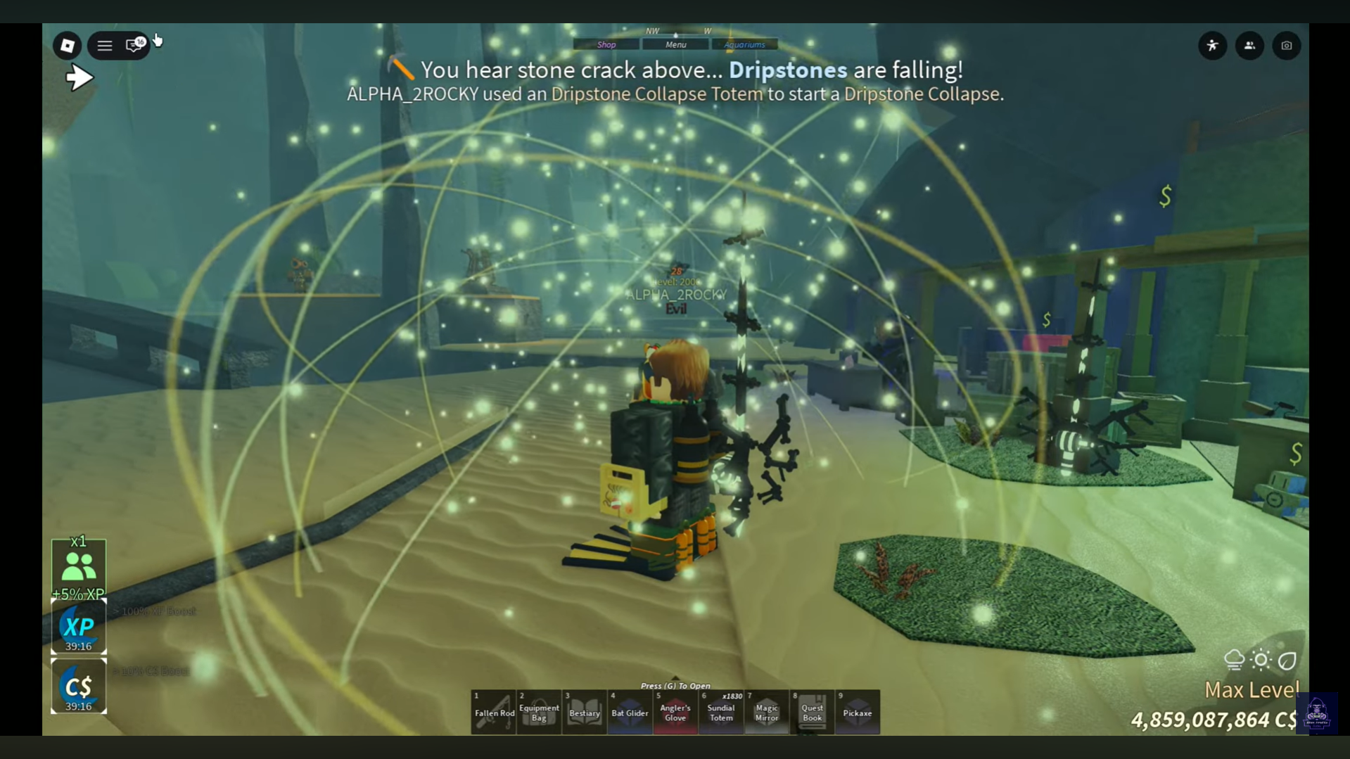 Using a Dripstone Collapse Totem. Image credits: Roblox / YouTube: Blox Fruits Guides