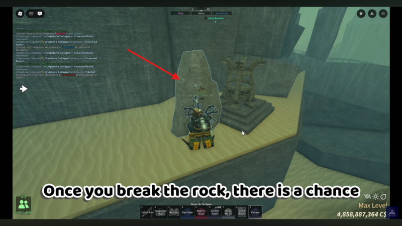 Dripstone Collapse event. Image credits: Roblox / YouTube: Blox Fruits Guides