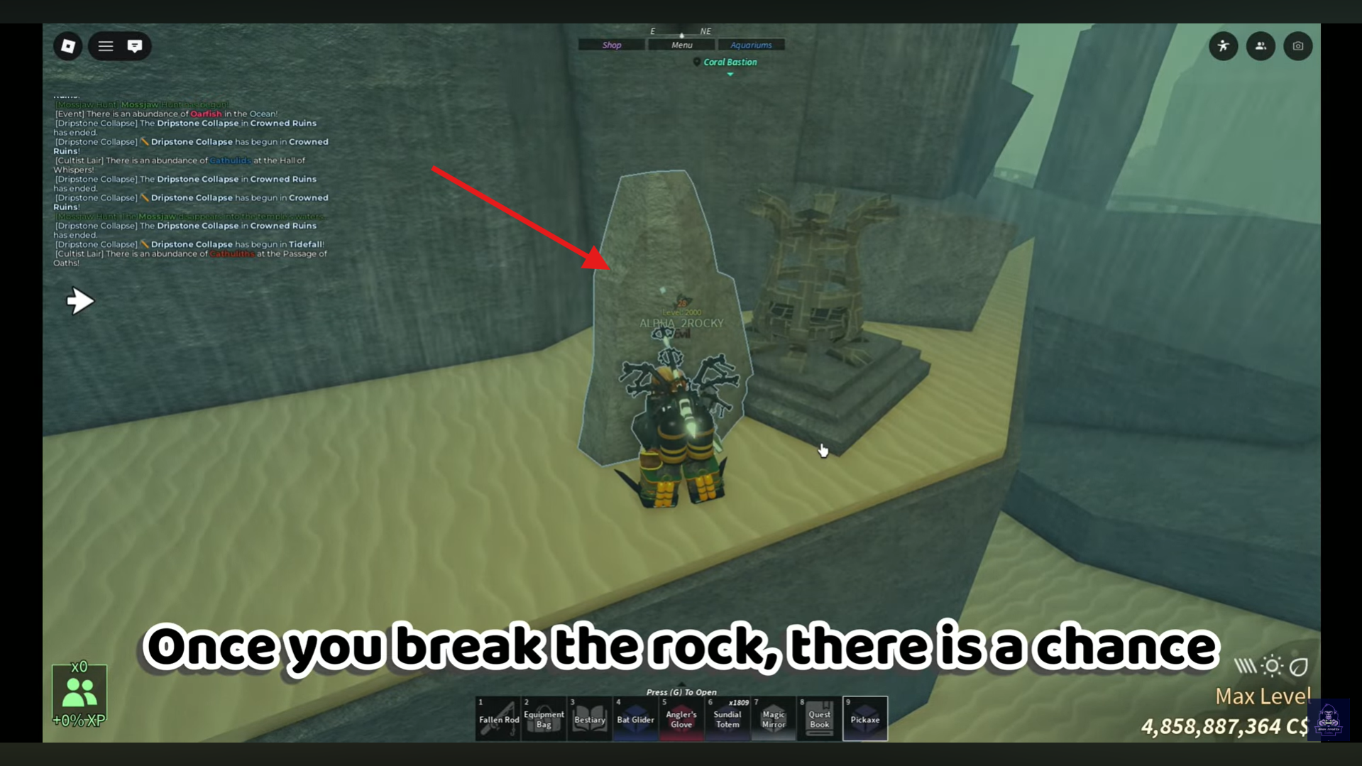 Dripstone Collapse event. Image credits: Roblox / YouTube: Blox Fruits Guides