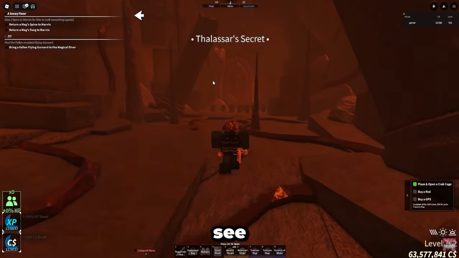 Reach red Thalassar's Secret Room (Image credit: Fsich Roblox / Via: YouTube - Cocajola)