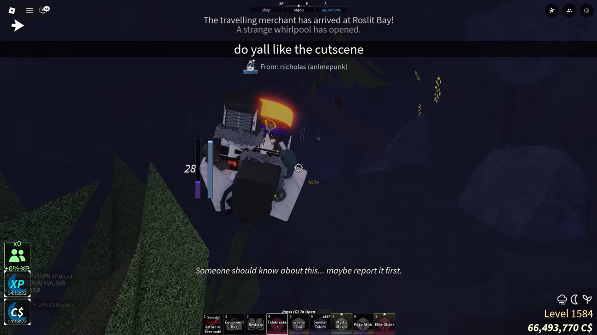 Swim up with Lost Diver (Image credit: Fisch Roblox / Via: YouTube - Alek)