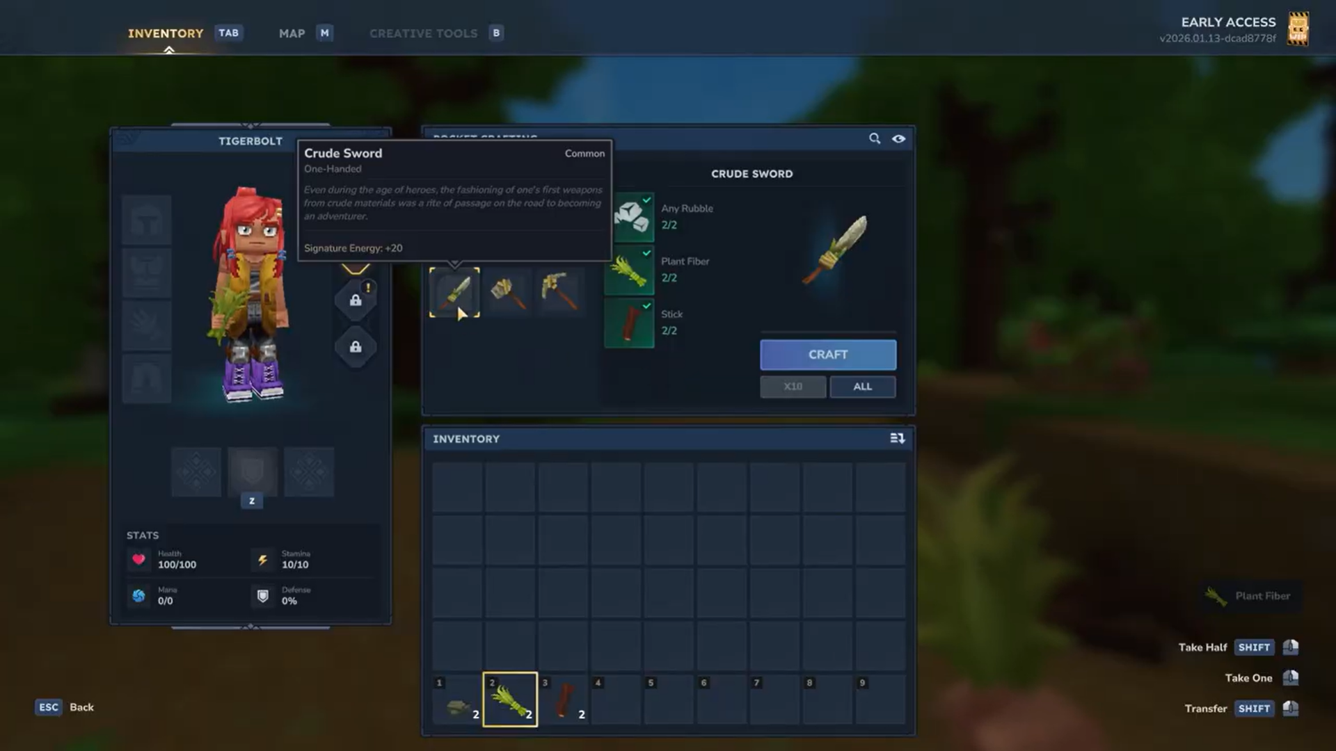 Craft crude sword in Hytale (Image credit: Hypixel Studios / Via: YouTube - TigerBolt)