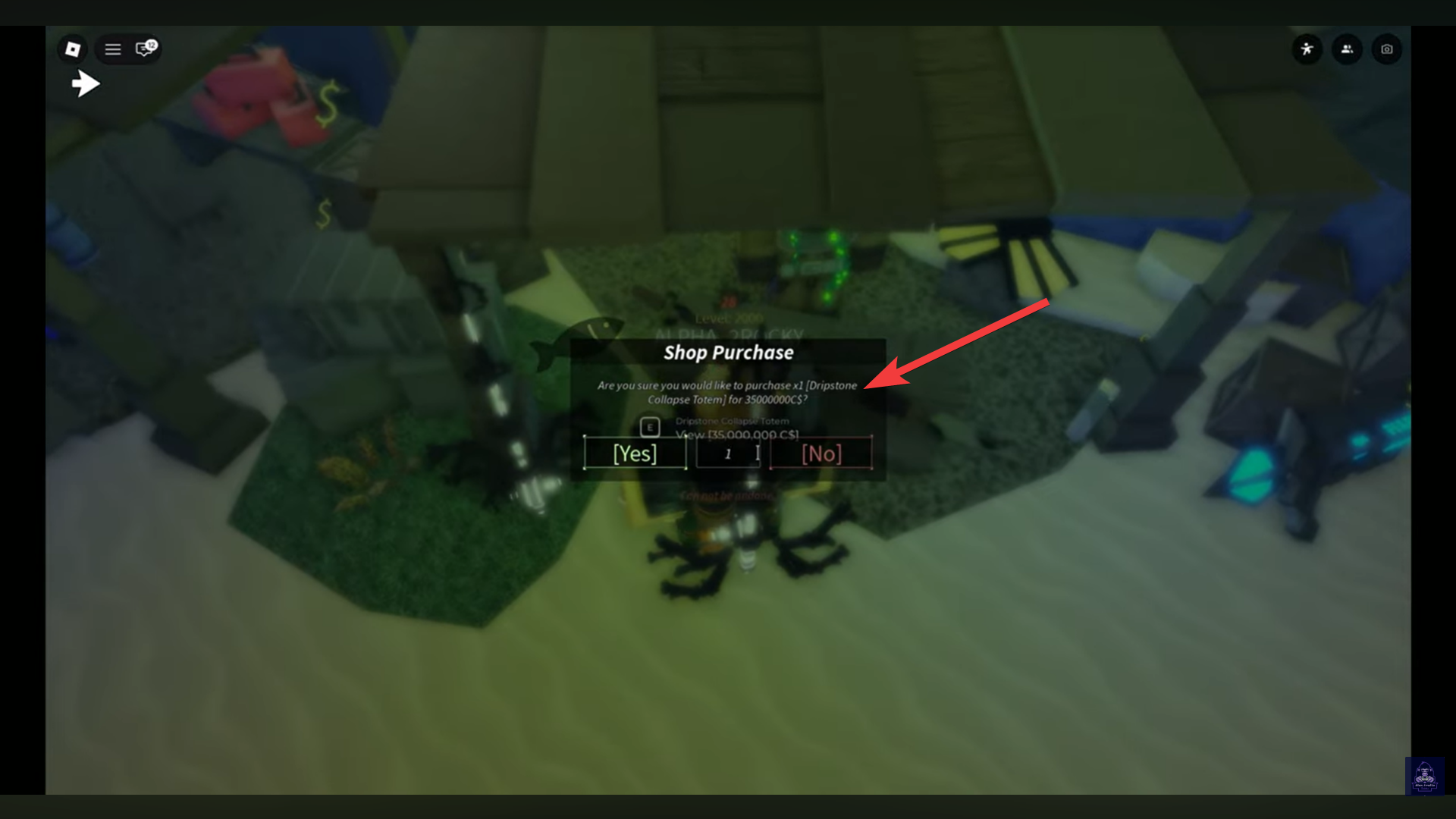 Purchase the Dripstone Totem (Image credit: Fisch Roblox / Via: YouTube - Blox Fruit Guides)