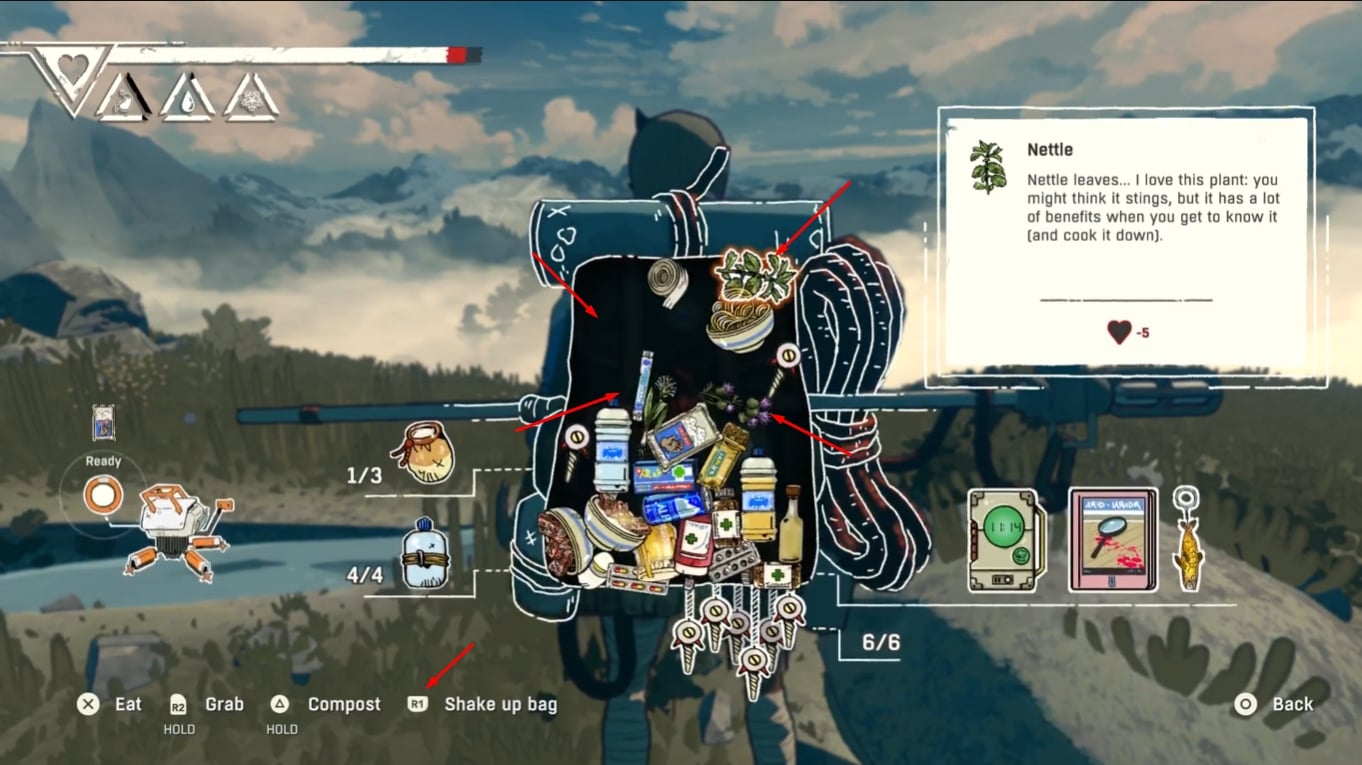 How to create space by shaking the bag in Cairn