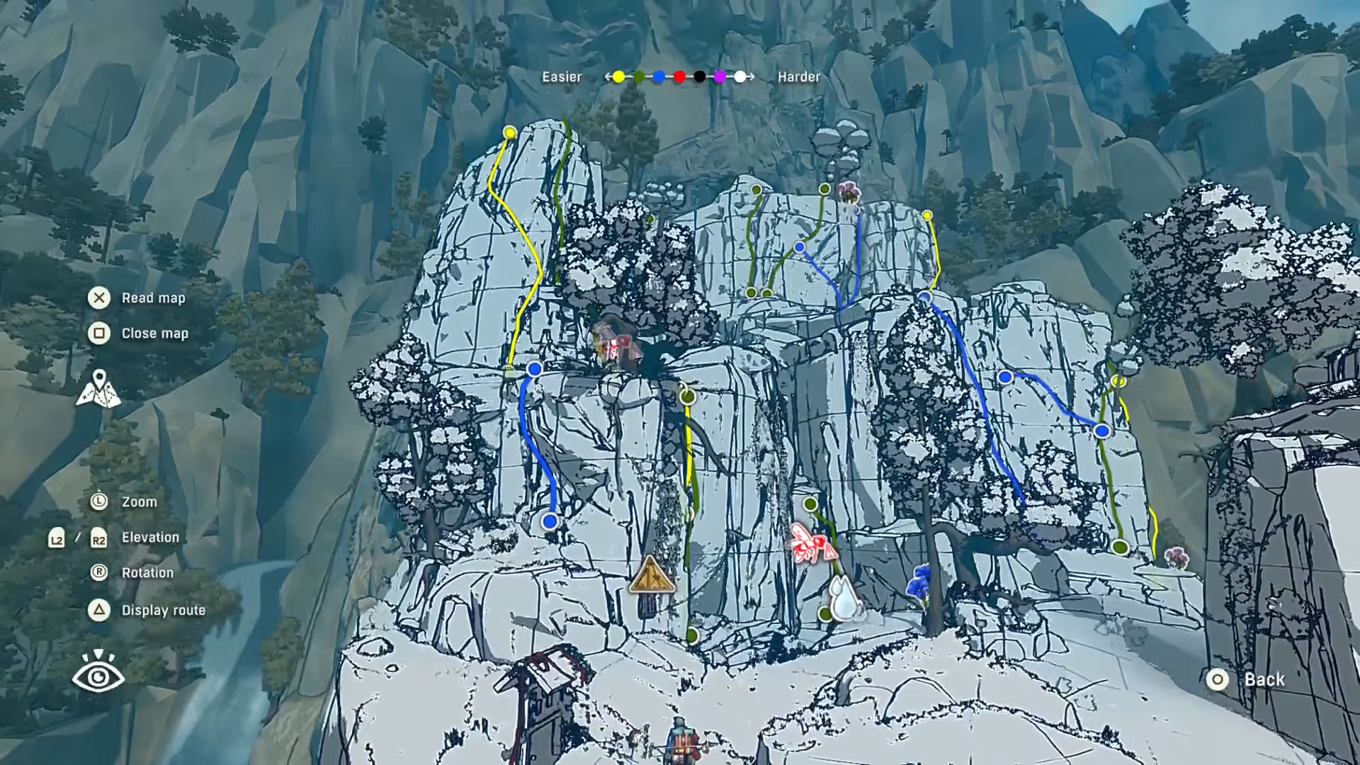 How to check route difficulty in Cairn using the map UI