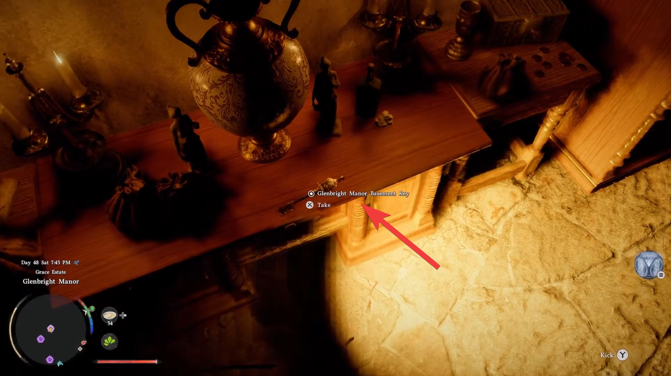 Getting basement keys from hidden room in Glenbright Manor in Crimson Desert