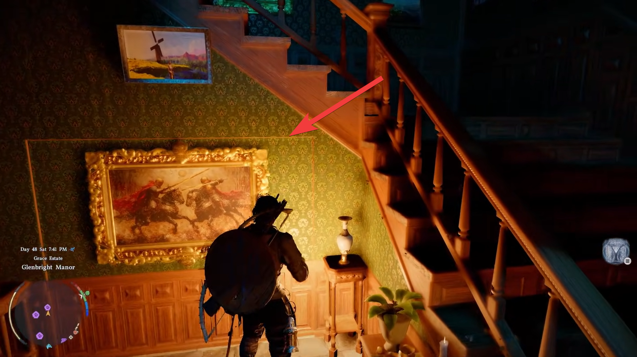 Finding way into the hidden room in Glenbright Manor in Crimson Desert